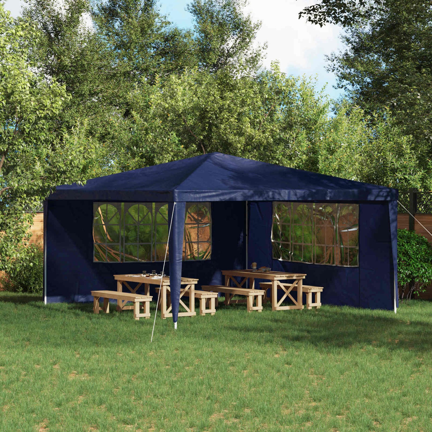 Party Tent Sidewall 2 pcs 400 x 195 cm Blue PE and Steel