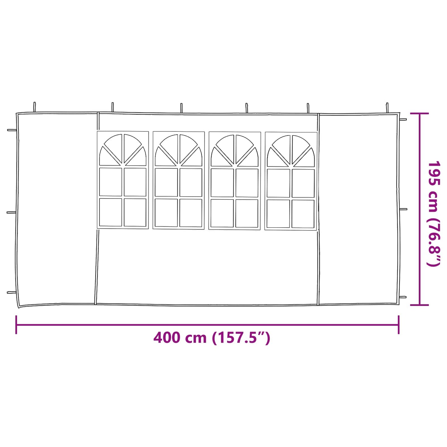 Party Tent Sidewall 2 pcs 400 x 195 cm Blue PE and Steel