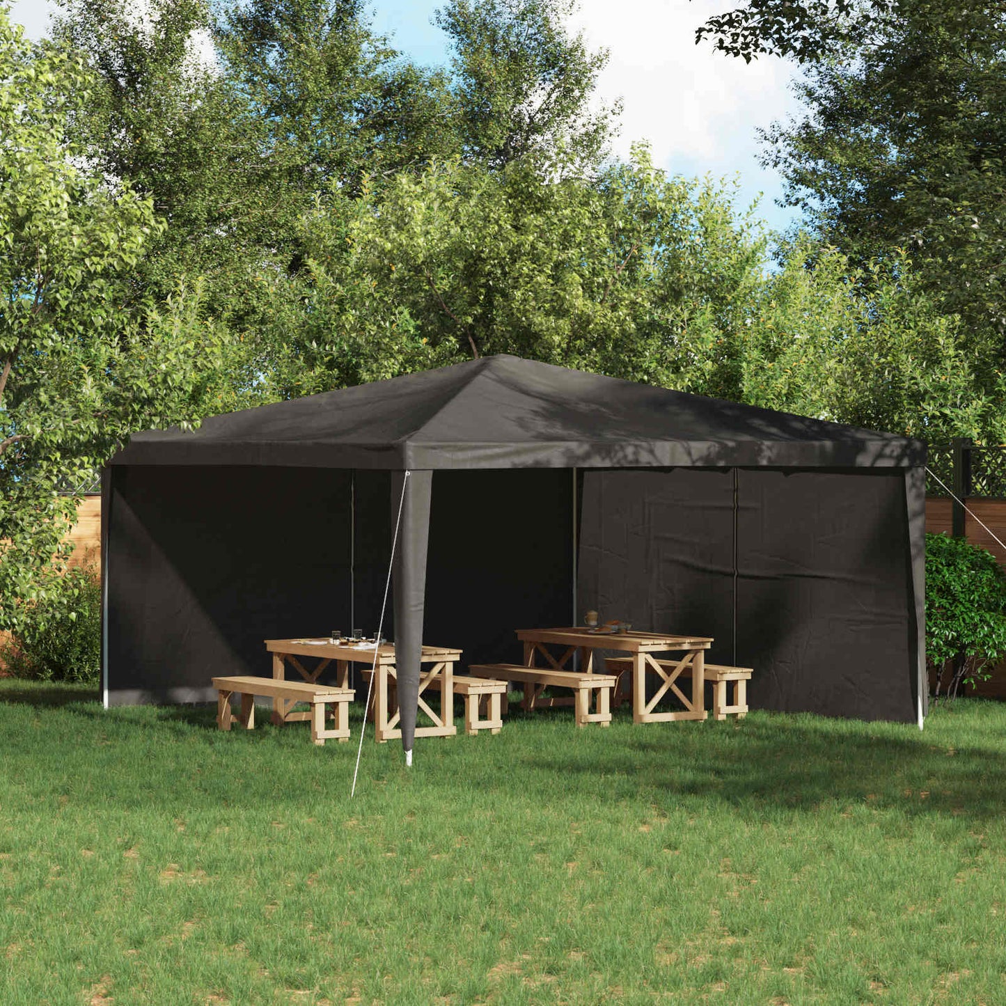 Party Tent Sidewall 2 pcs Anthracite 400 x 195 cm PE and Steel