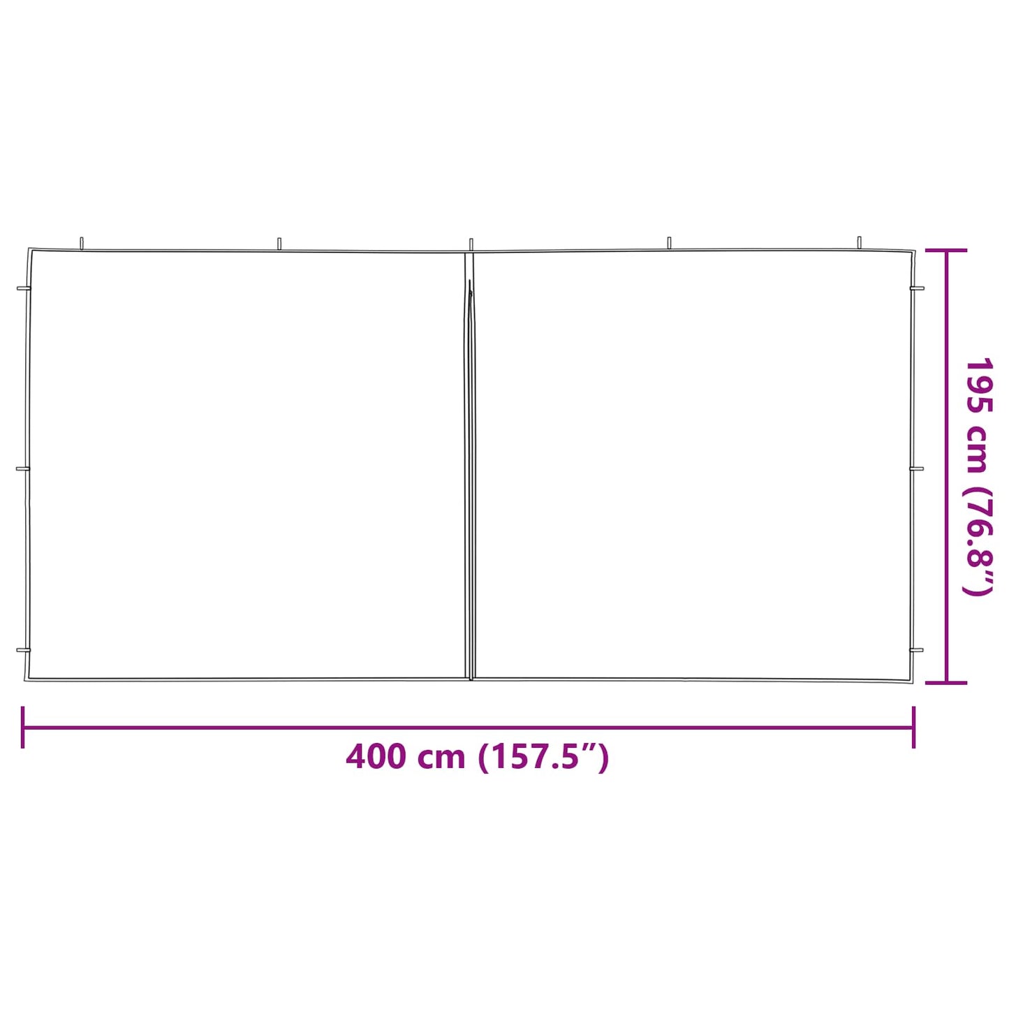 Party Tent Sidewall 2 pcs Red 400 x 195 cm PE and Steel