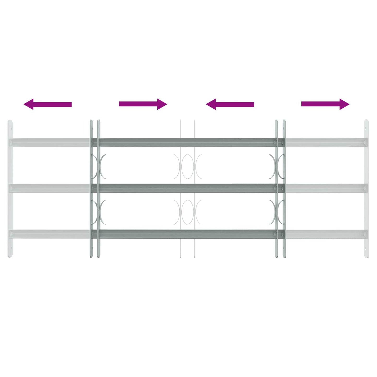 Security Grille for Windows with 3 Crossbars 3 pcs 630-1140 mm