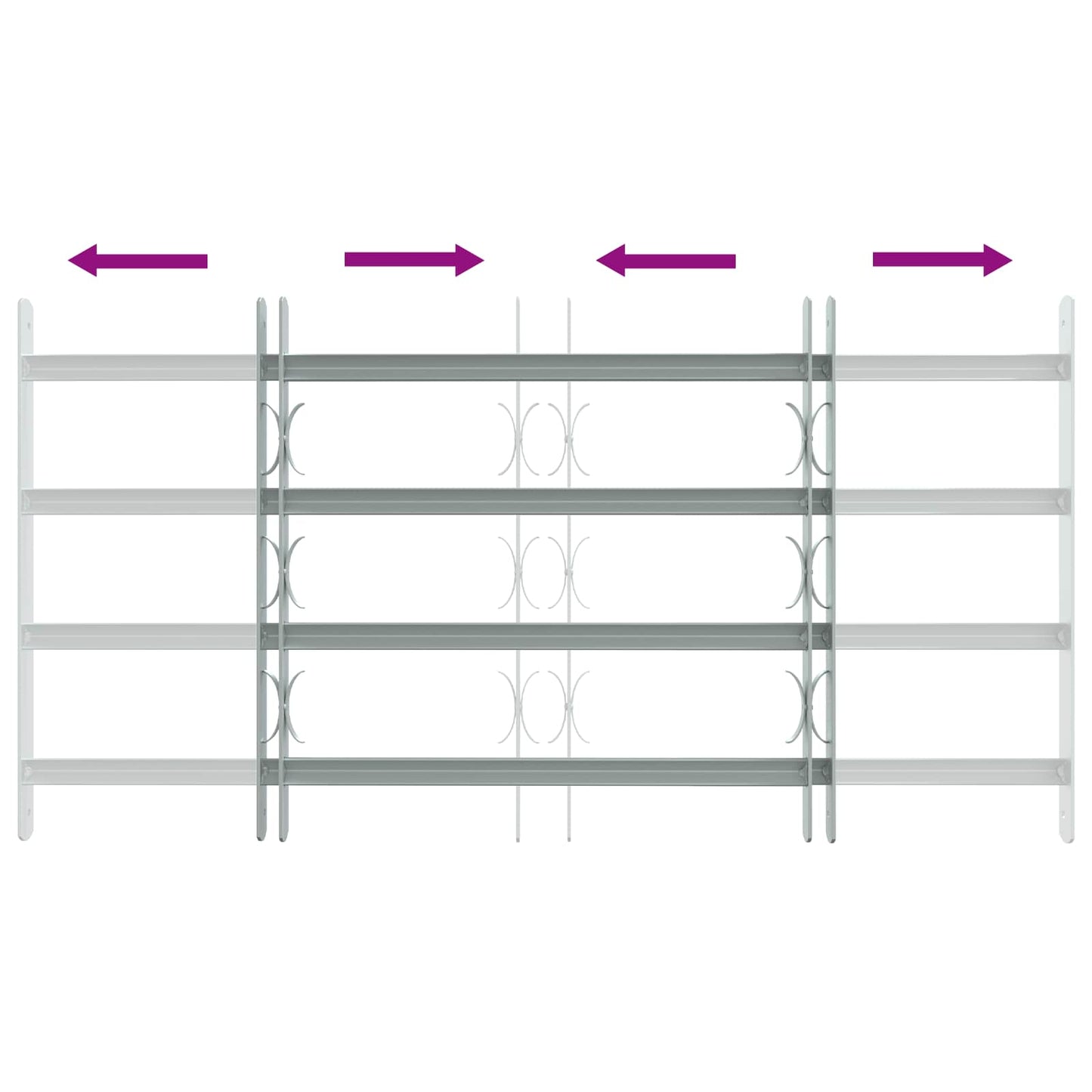 Security Grille for Windows with 4 Crossbars 3 pcs 630-1140 mm