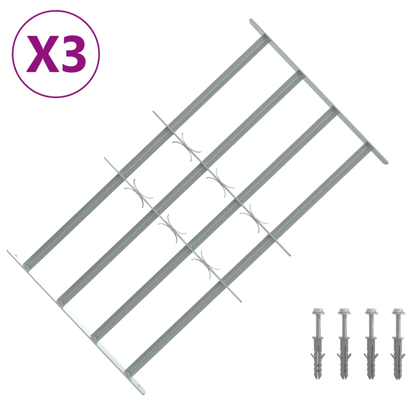 Security Grille for Windows with 4 Crossbars 3 pcs 630-1140 mm