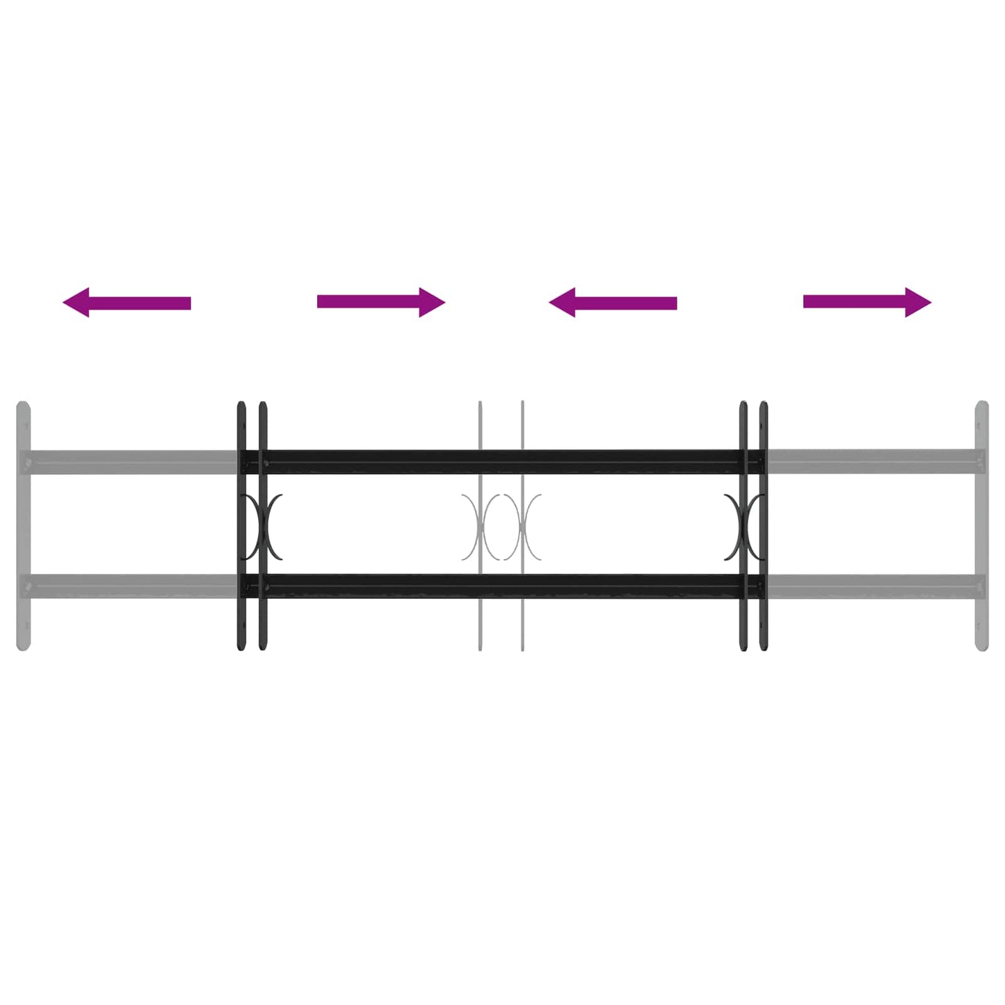 Security Grille for Windows with 2 Crossbars 3 pcs 63-114 cm
