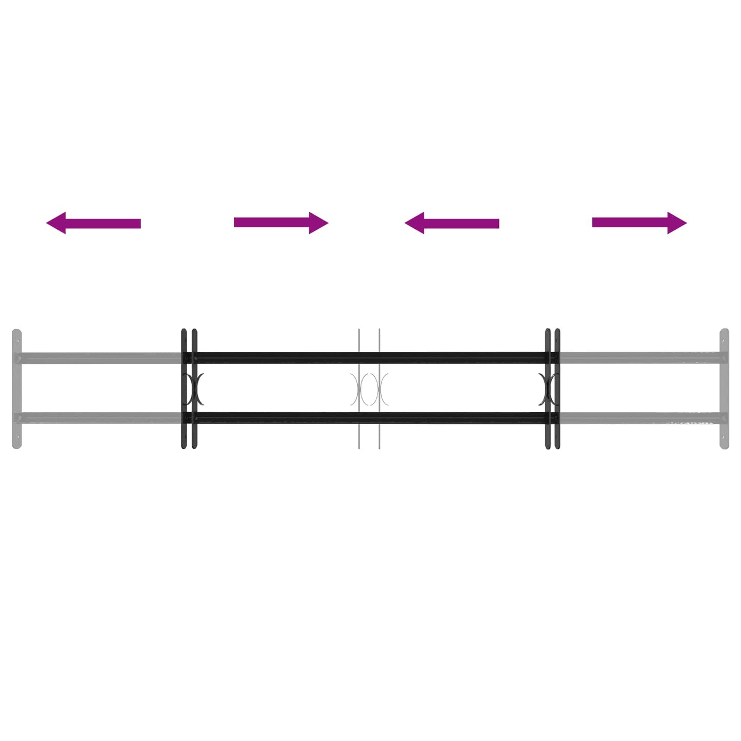 Security Grille for Windows with 2 Crossbars 3 pcs 93-174 cm