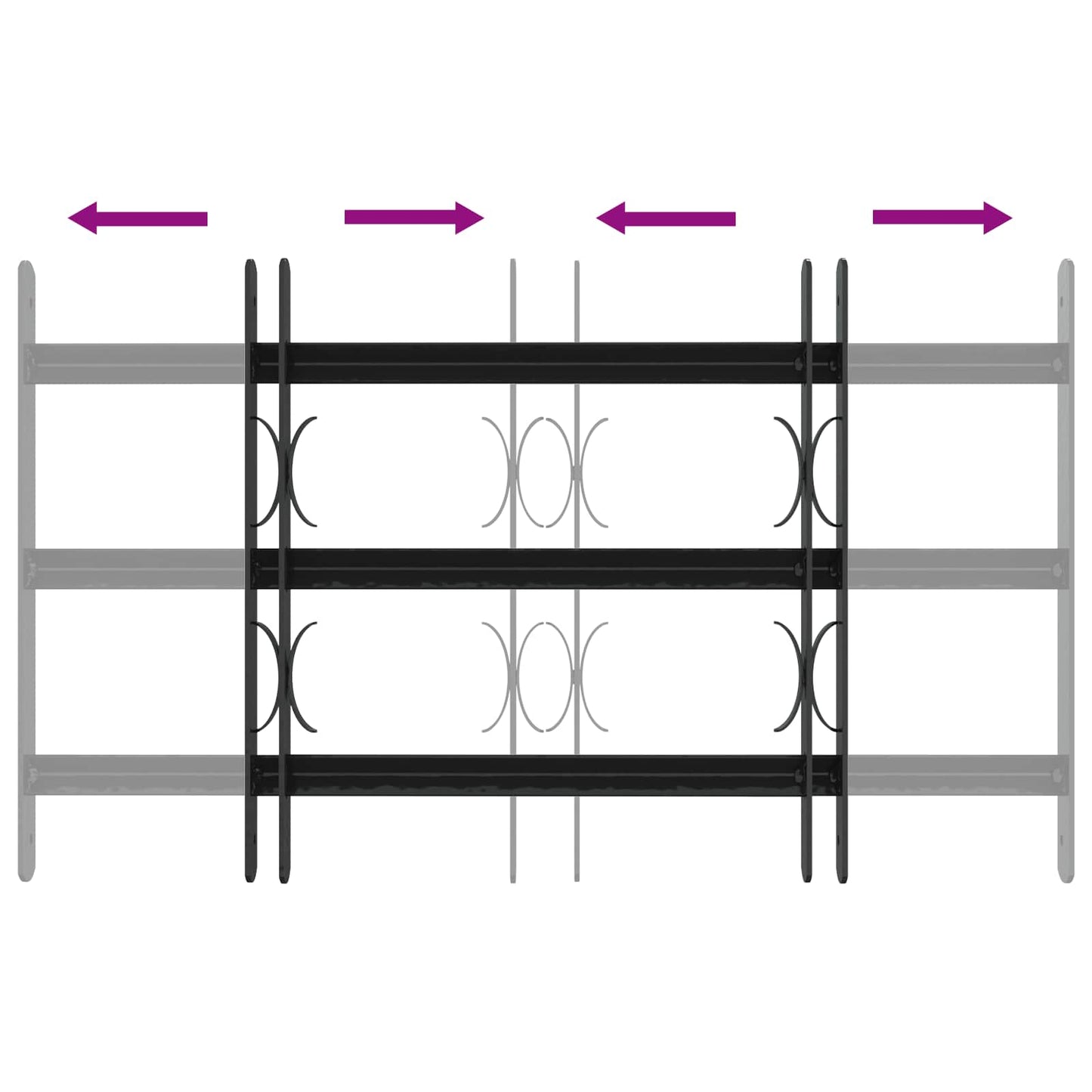 Security Grille for Windows with 3 Crossbars 3 pcs 43-74 cm