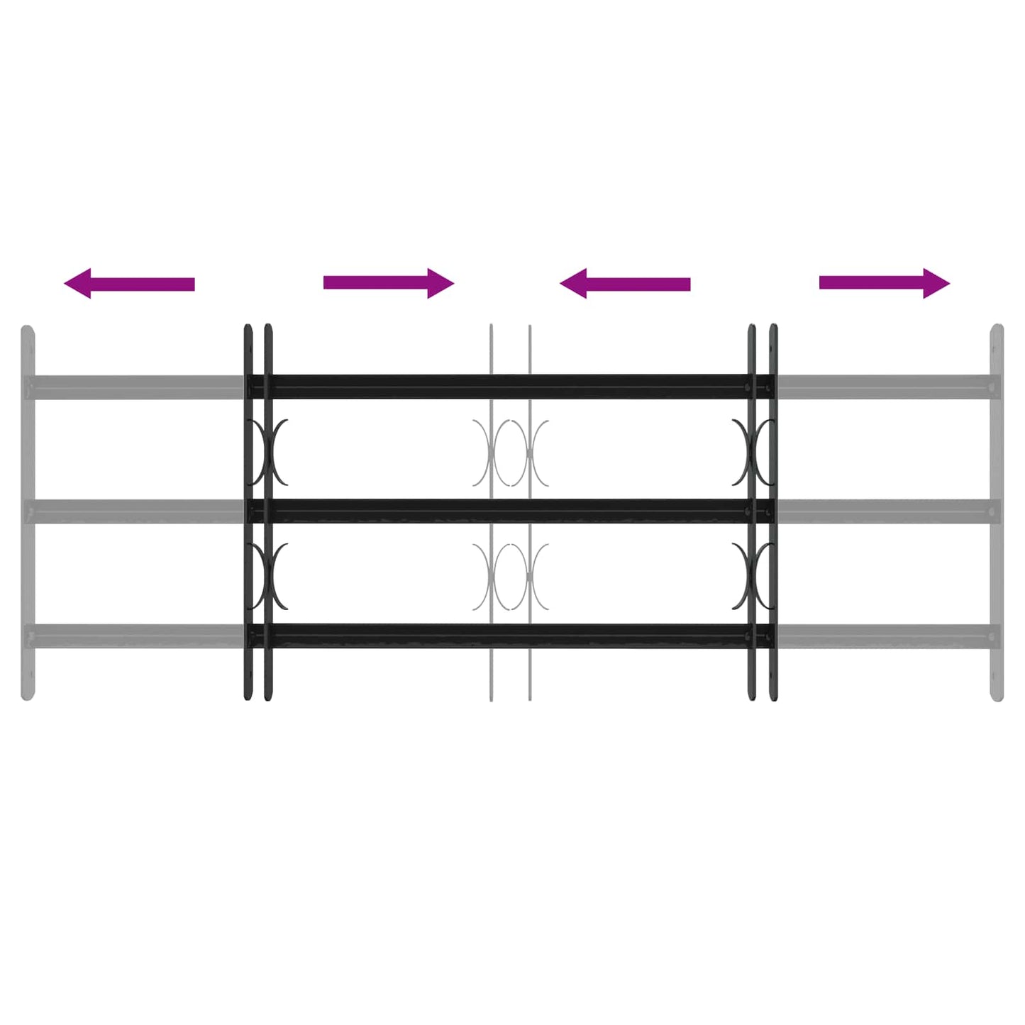 Security Grille for Windows with 3 Crossbars 3 pcs 63-114 cm
