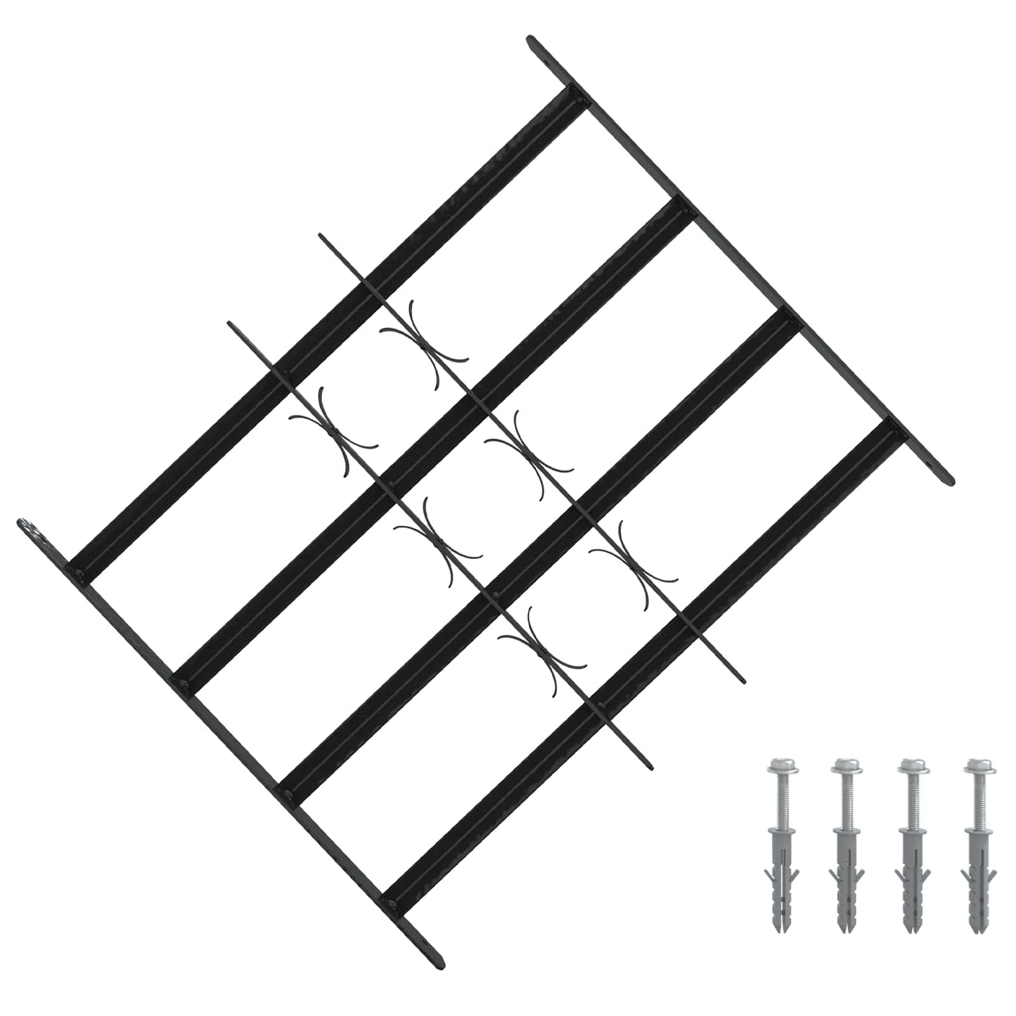 Security Grille for Windows with 4 Crossbars 3 pcs 43-74 cm