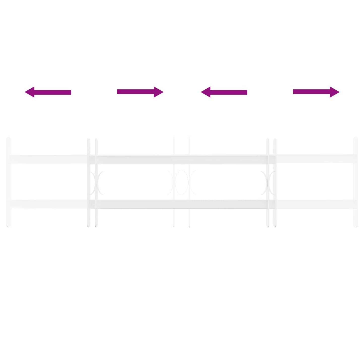 Security Grille for Windows with 2 Crossbars 63-114 cm