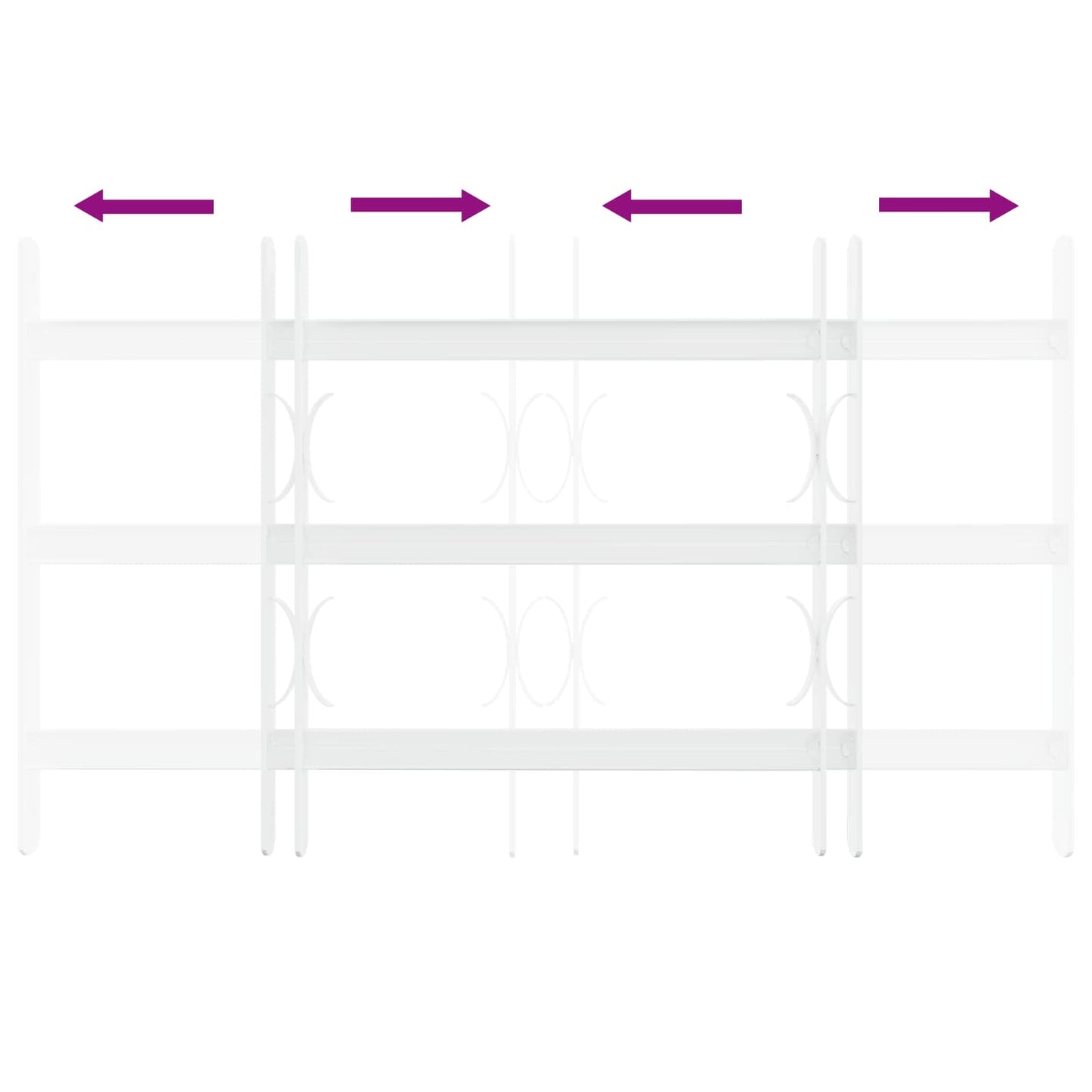 Security Grille for Windows with 3 Crossbars 43-74 cm
