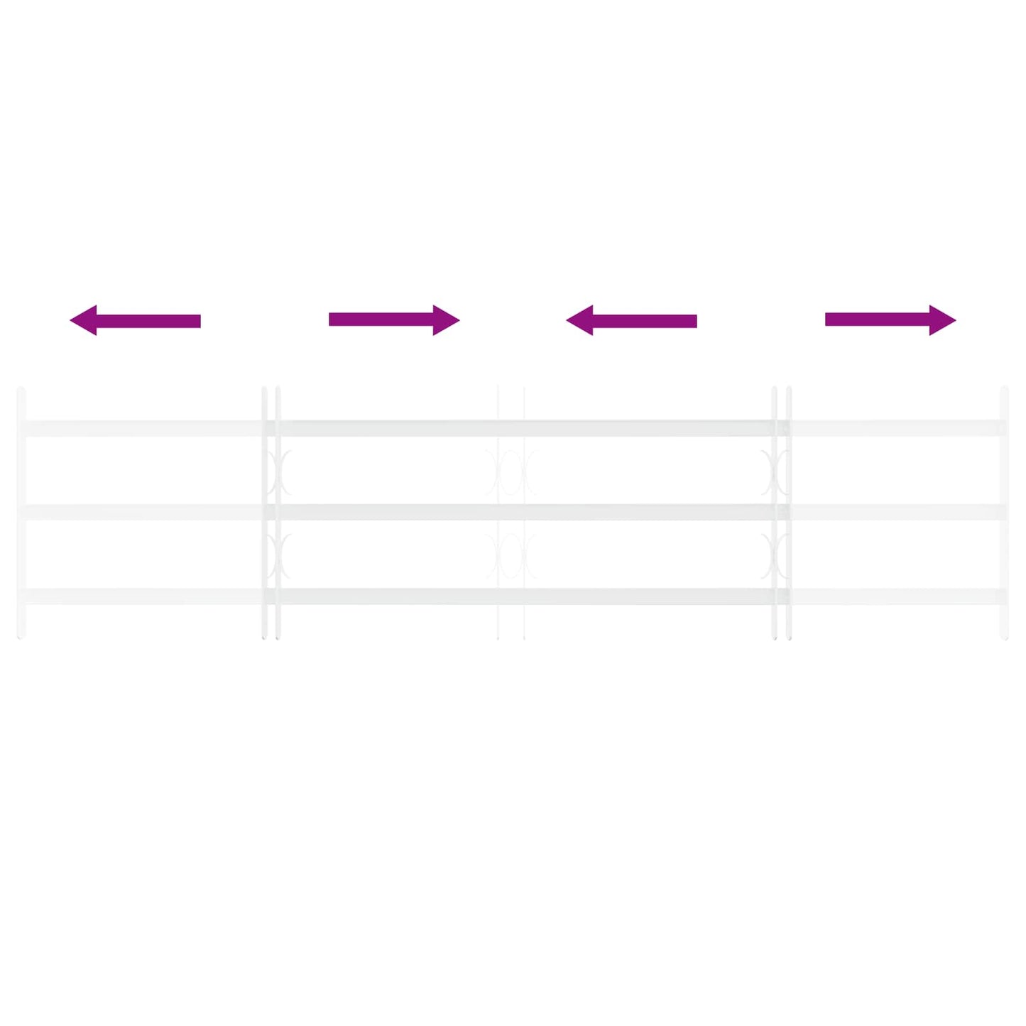 Security Grille for Windows with 3 Crossbars 93-174 cm