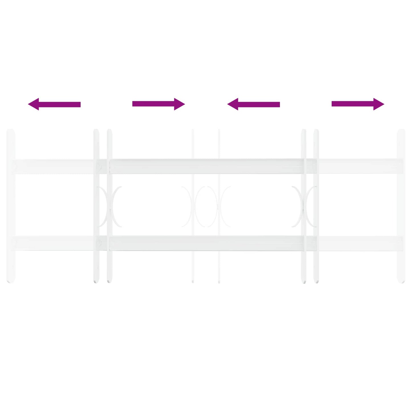 Security Grille for Windows with 2 Crossbars 3 pcs 43-74 cm