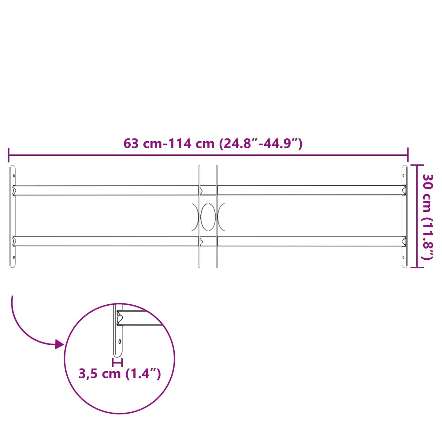 Security Grille for Windows with 2 Crossbars 3 pcs 63-114 cm