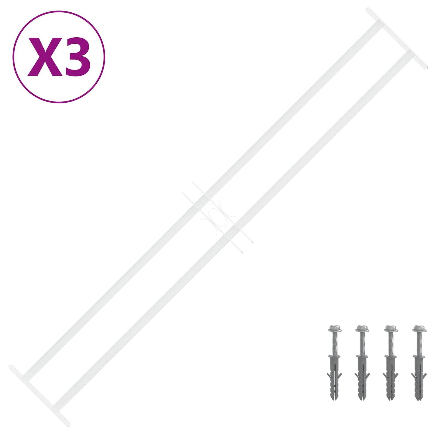 Security Grille for Windows with 2 Crossbars 3 pcs 93-174 cm