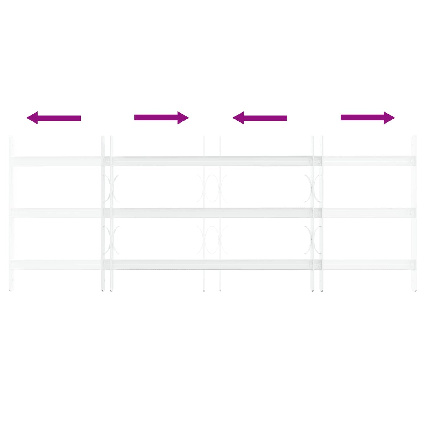 Security Grille for Windows with 3 Crossbars 3 pcs 63-114 cm