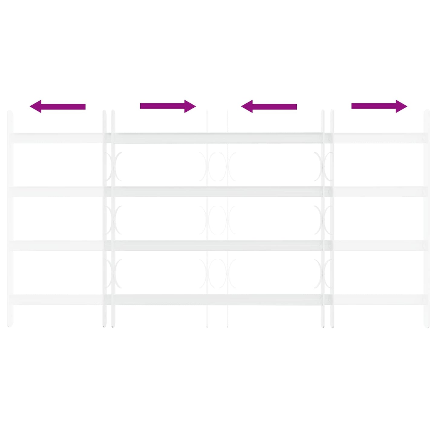 Security Grille for Windows with 4 Crossbars 3 pcs 63-114 cm