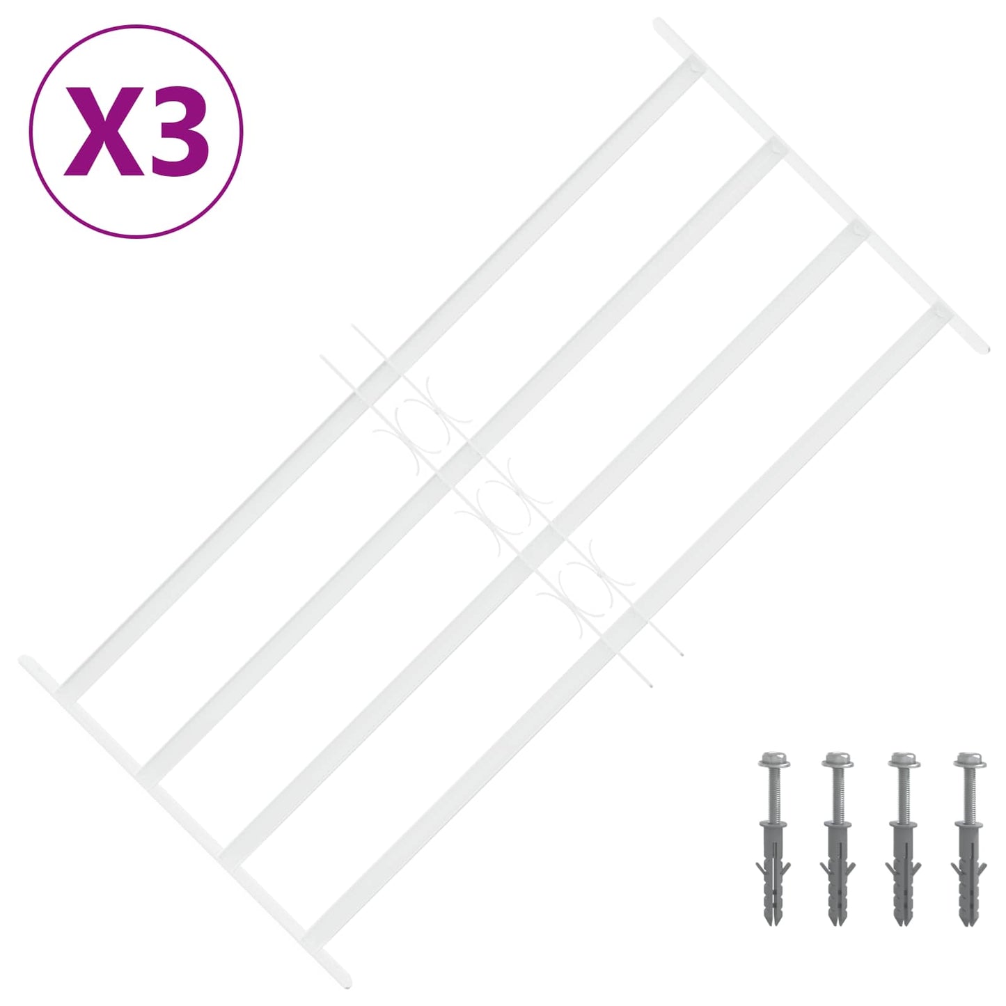 Security Grille for Windows with 4 Crossbars 3 pcs 63-114 cm