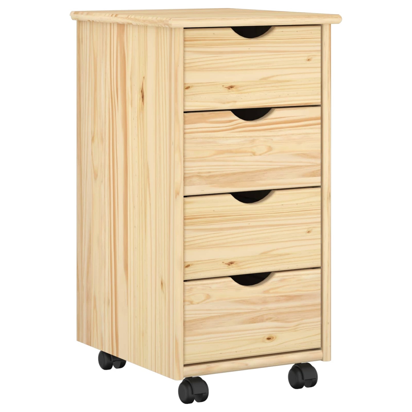 Rolling Cabinet Brown 65.5 x 34 x 39 cm Solid Pine Wood