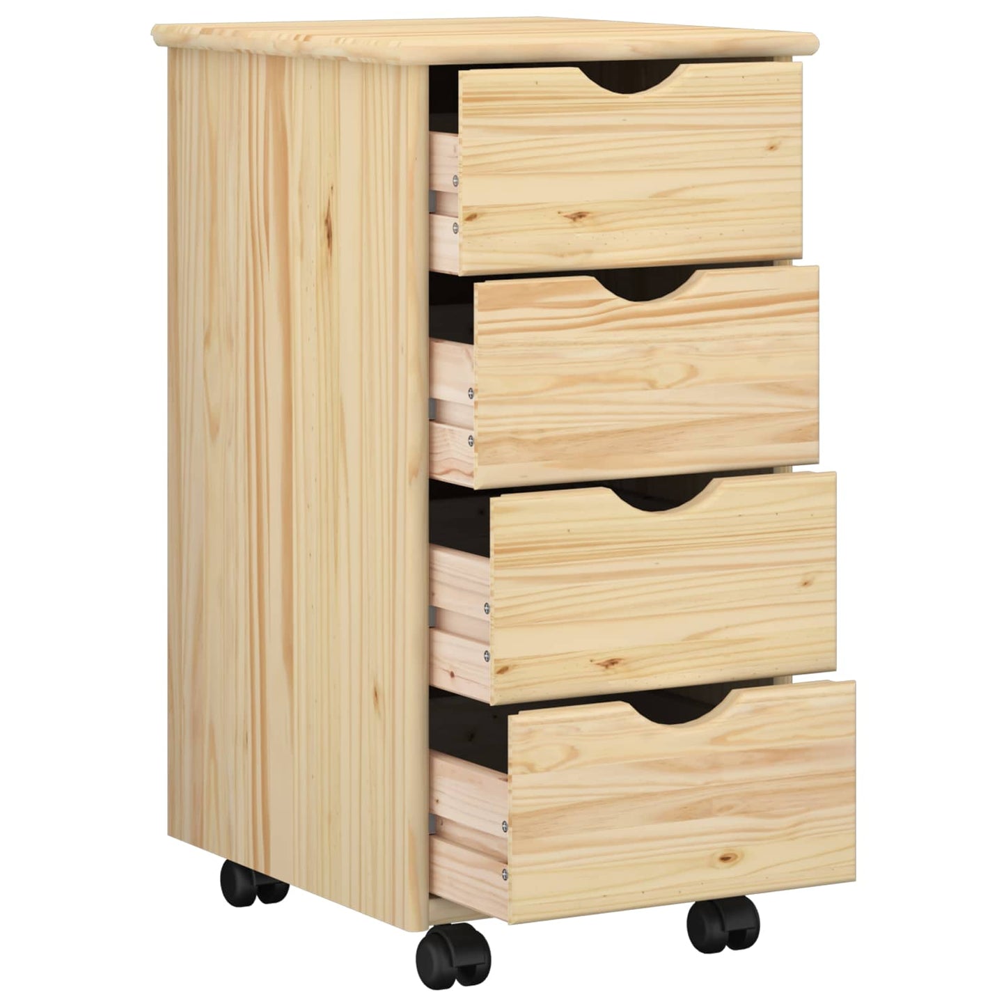 Rolling Cabinet Brown 65.5 x 34 x 39 cm Solid Pine Wood