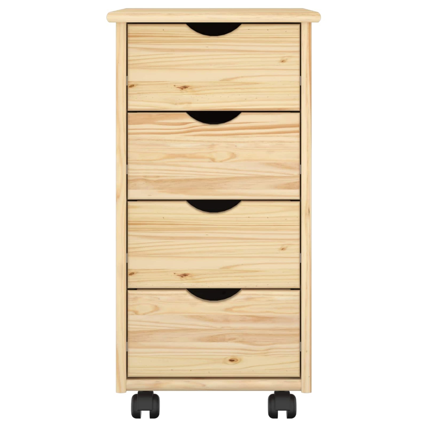 Rolling Cabinet Brown 65.5 x 34 x 39 cm Solid Pine Wood