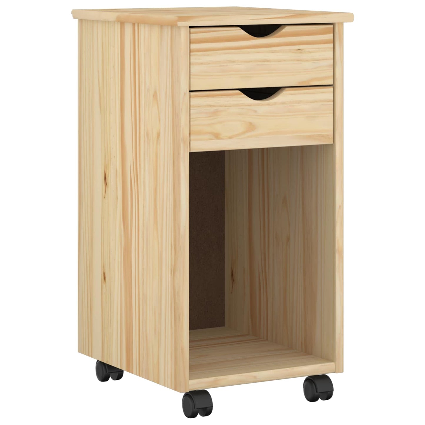 Rolling Cabinet Brown 34 x 39 x 65.5 cm Solid Pine Wood