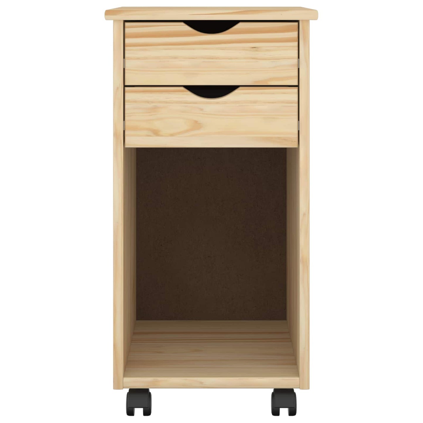 Rolling Cabinet Brown 34 x 39 x 65.5 cm Solid Pine Wood