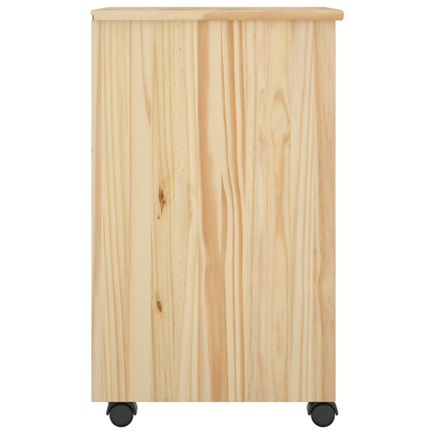 Rolling Cabinet Brown 34 x 39 x 65.5 cm Solid Pine Wood