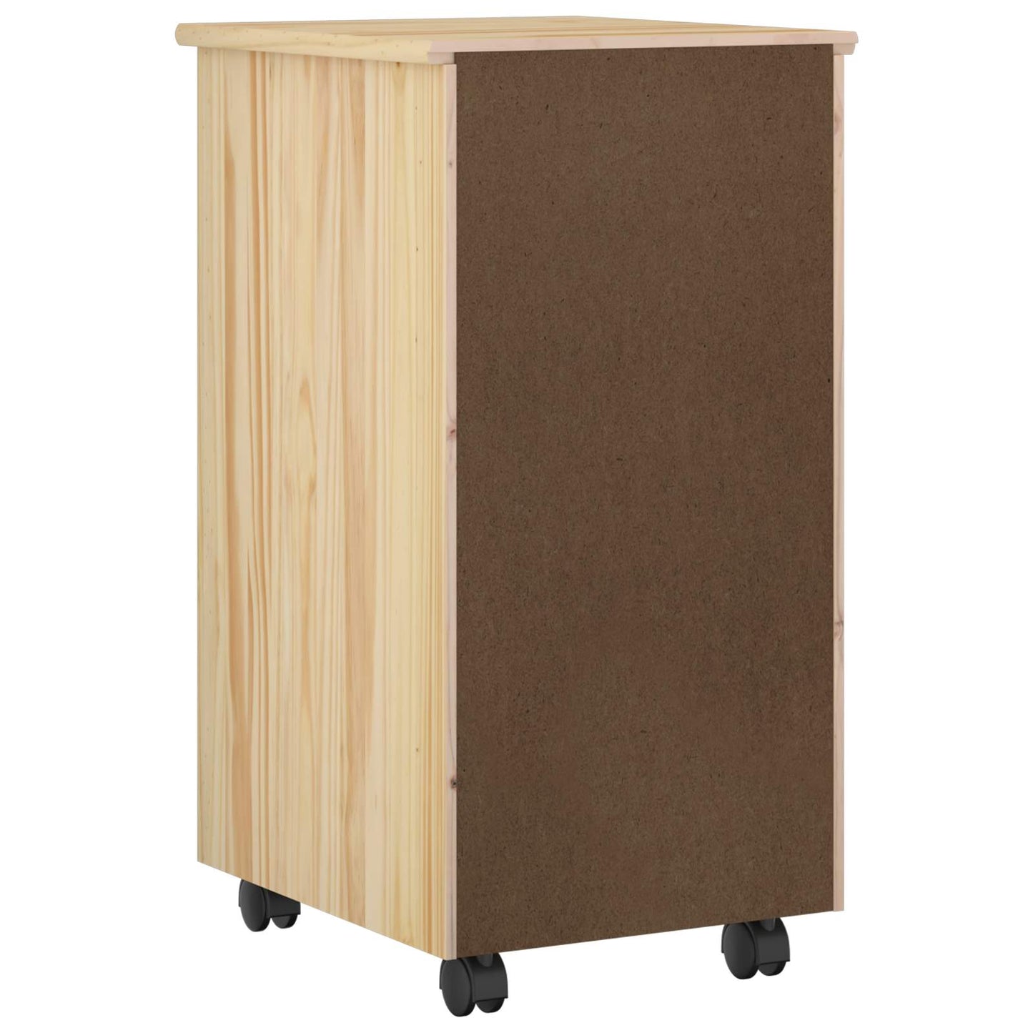 Rolling Cabinet Brown 34 x 39 x 65.5 cm Solid Pine Wood