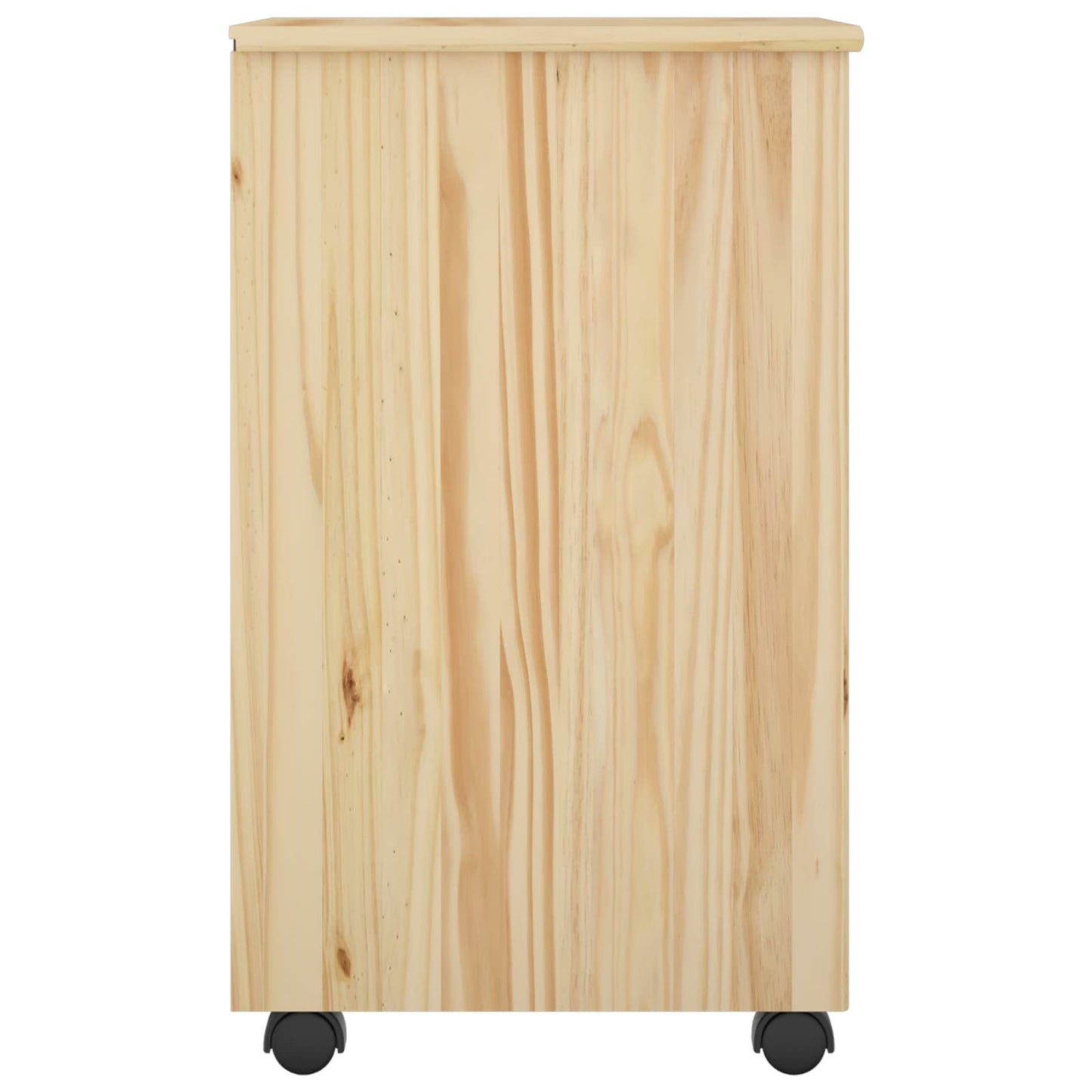 Rolling Cabinet Brown 34 x 39 x 65.5 cm Solid Pine Wood