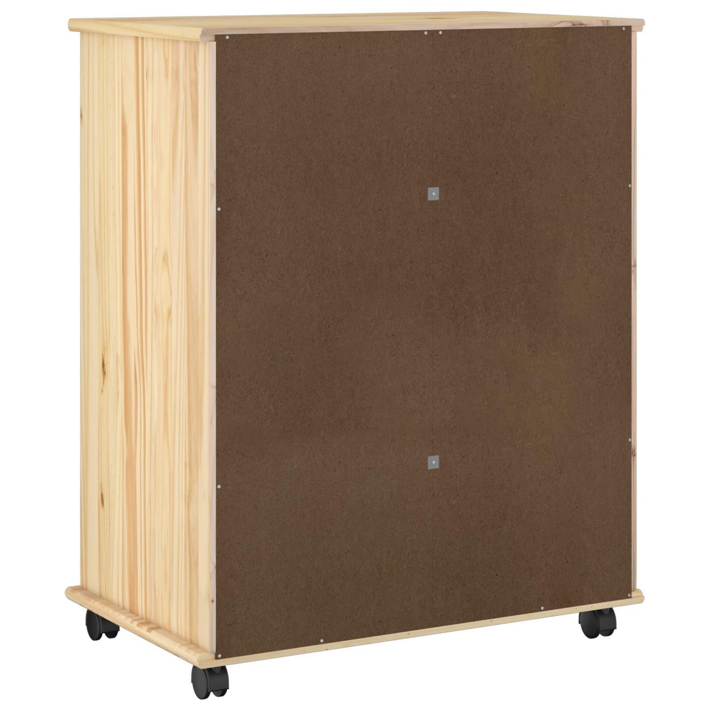 Rolling Cabinet Brown 63.5 x 39 x 79 cm Solid Pine Wood