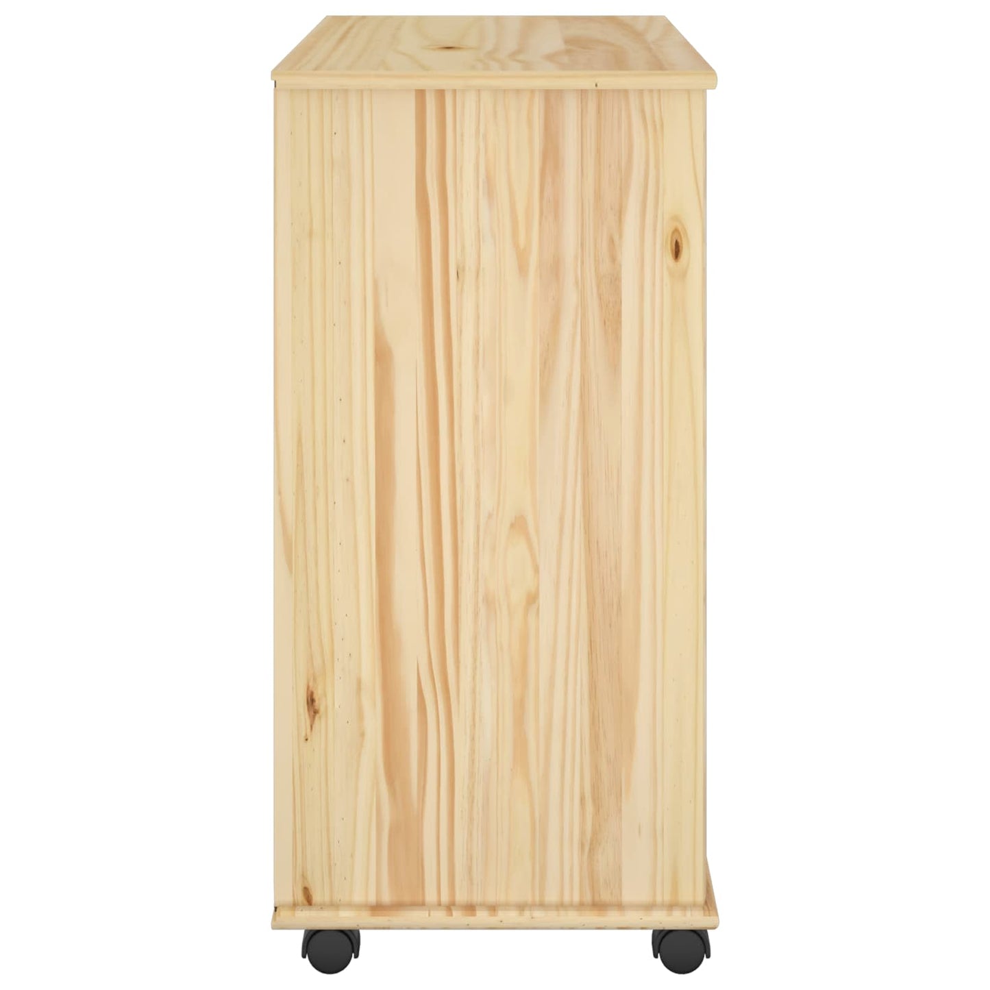 Rolling Cabinet Brown 63.5 x 39 x 79 cm Solid Pine Wood