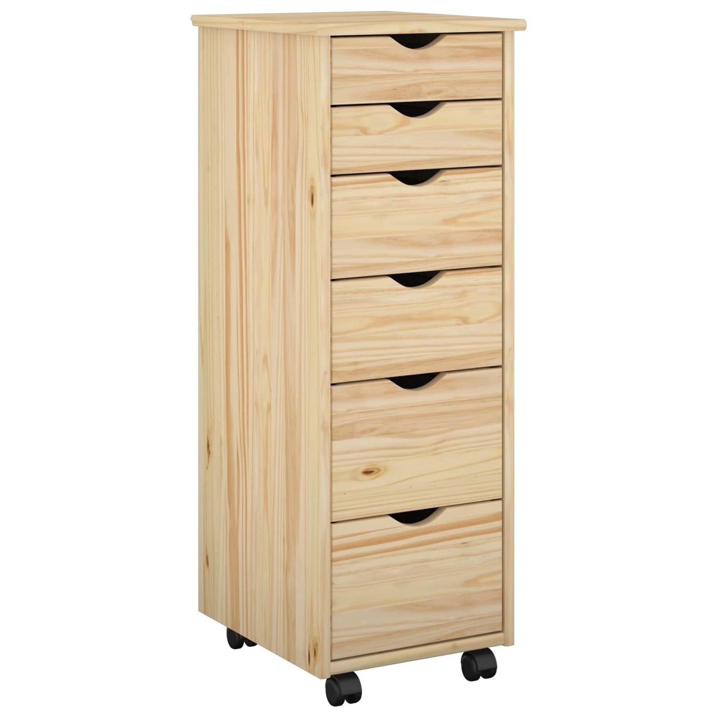 Rolling Cabinet Brown 34 x 39 x 93.5 cm Solid Pine Wood