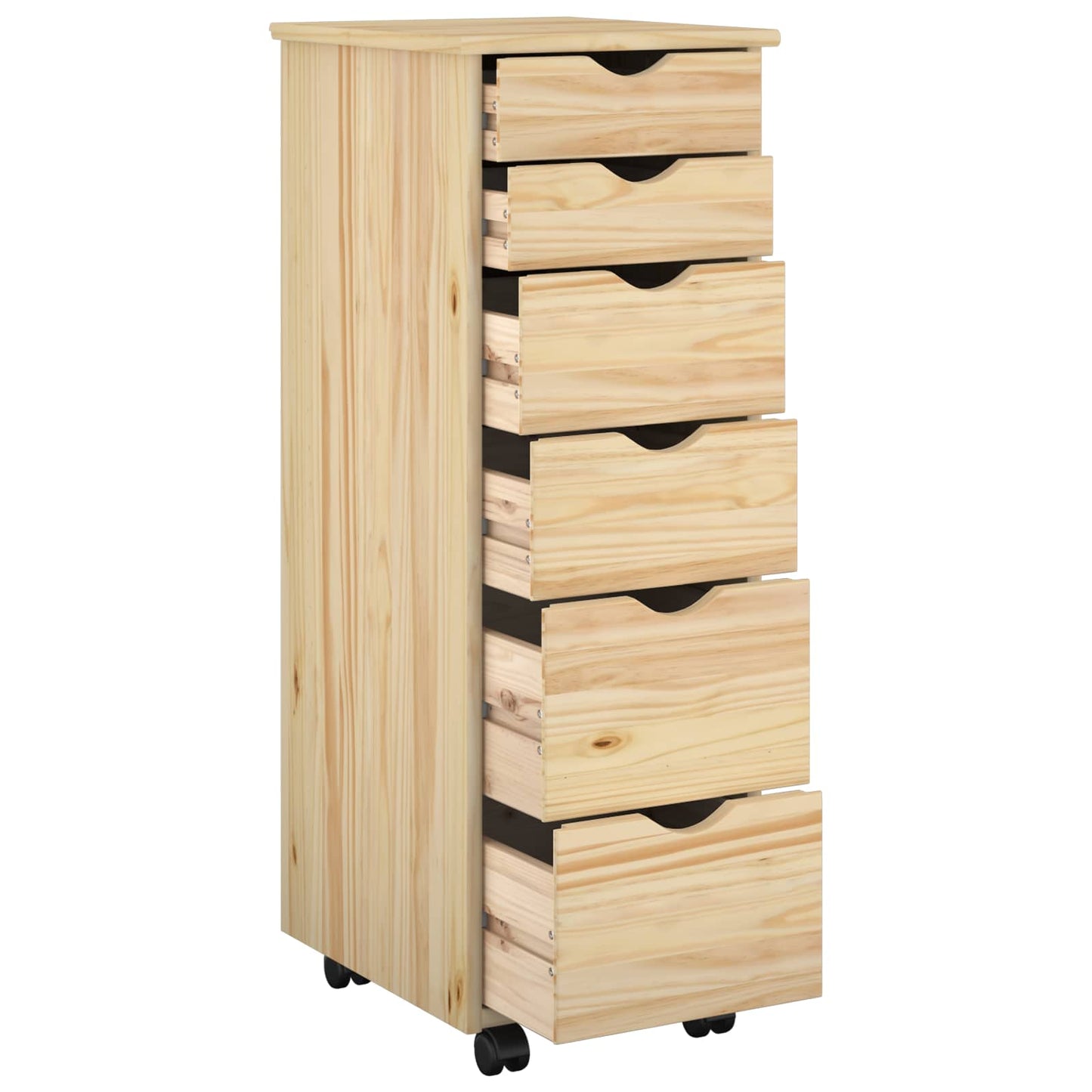 Rolling Cabinet Brown 34 x 39 x 93.5 cm Solid Pine Wood