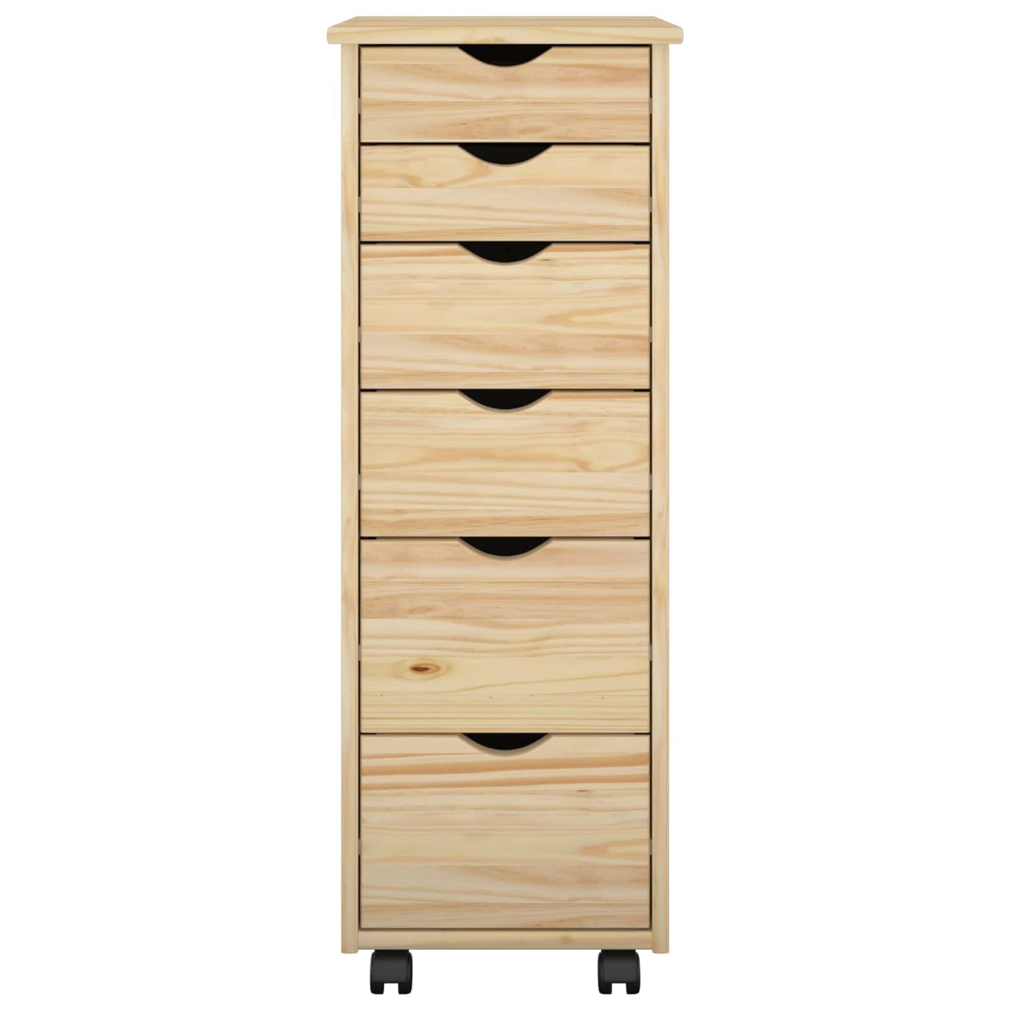 Rolling Cabinet Brown 34 x 39 x 93.5 cm Solid Pine Wood