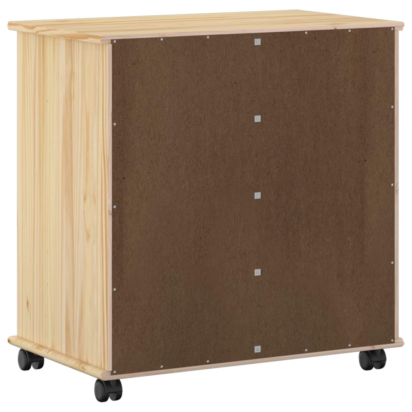 Rolling Cabinet Brown 63.5 x 39 x 65.5 cm Solid Pine Wood