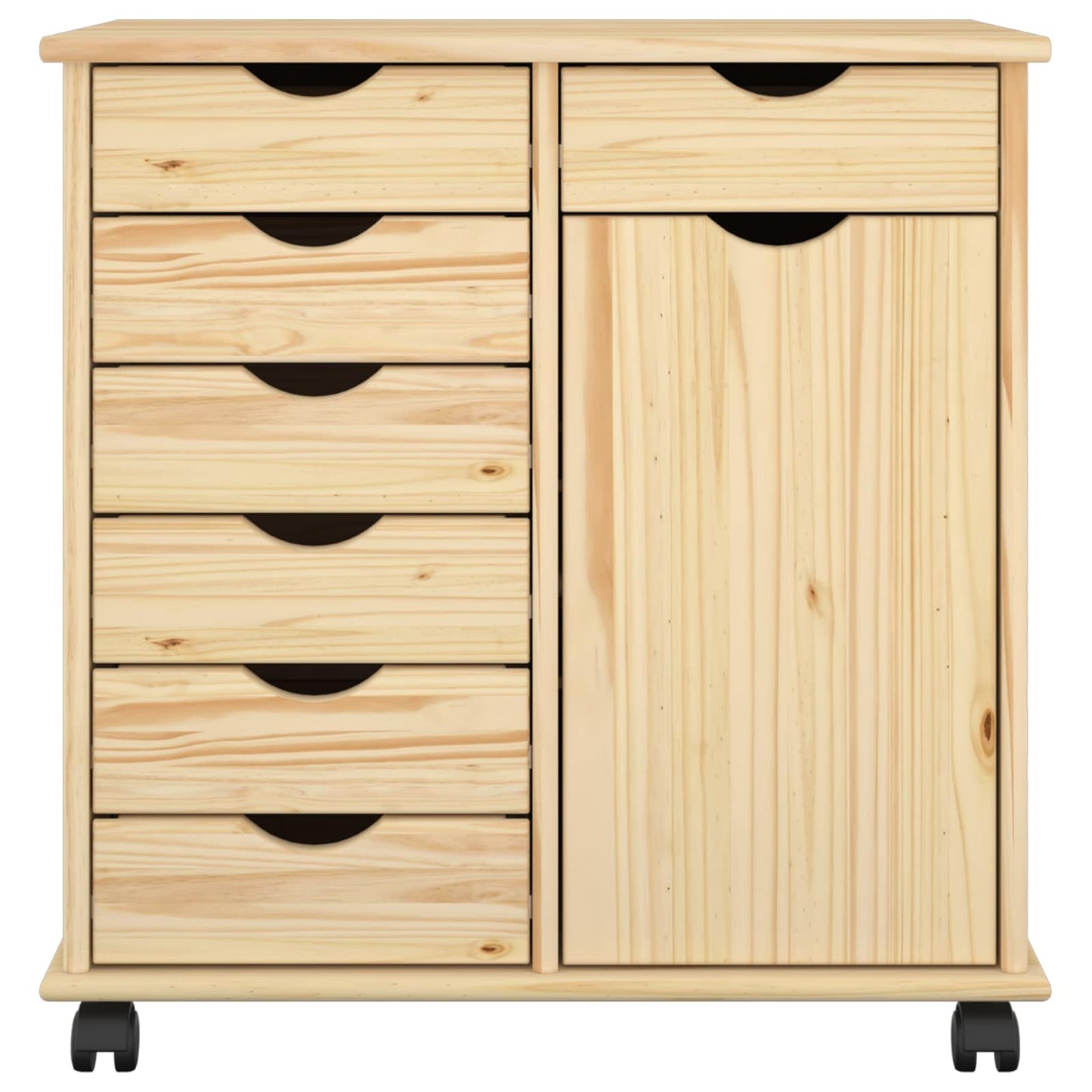 Rolling Cabinet Brown 63.5 x 39 x 65.5 cm Solid Pine Wood