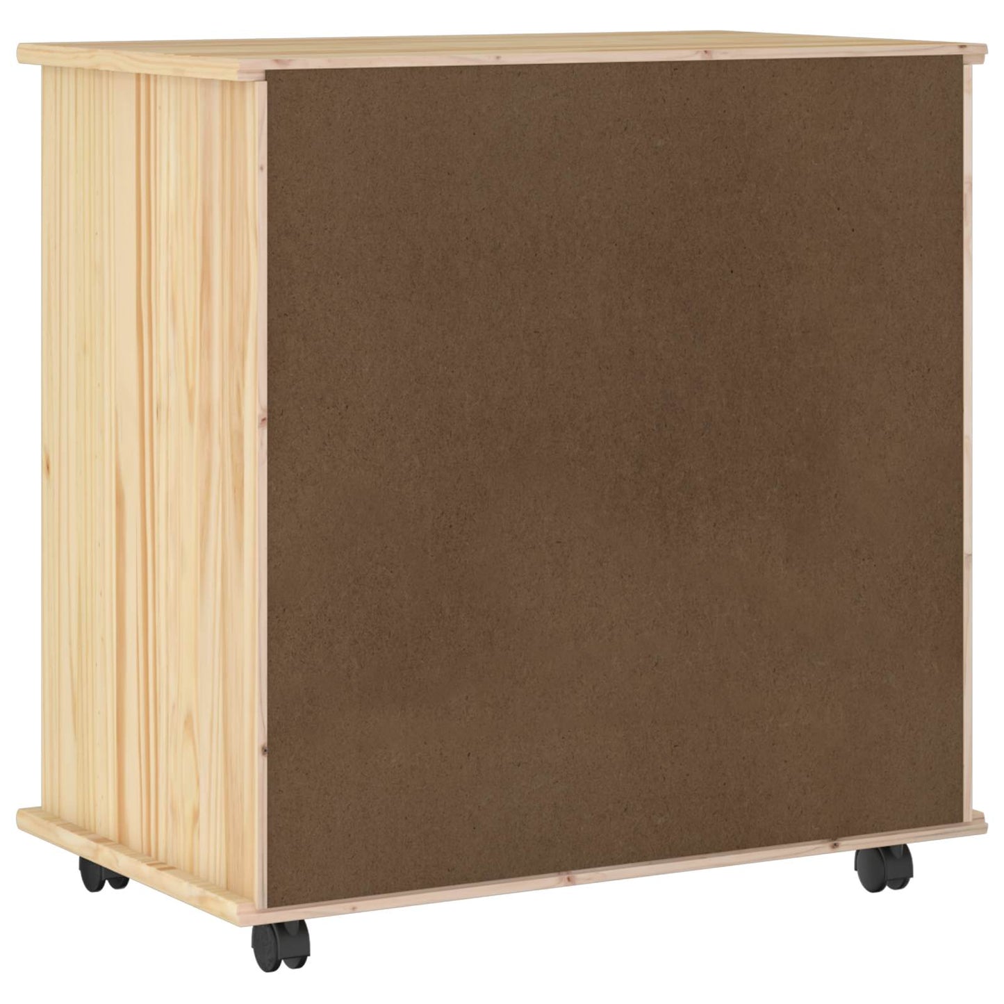 Rolling Cabinet Brown 63.5 x 39 x 65.5 cm Solid Pine Wood
