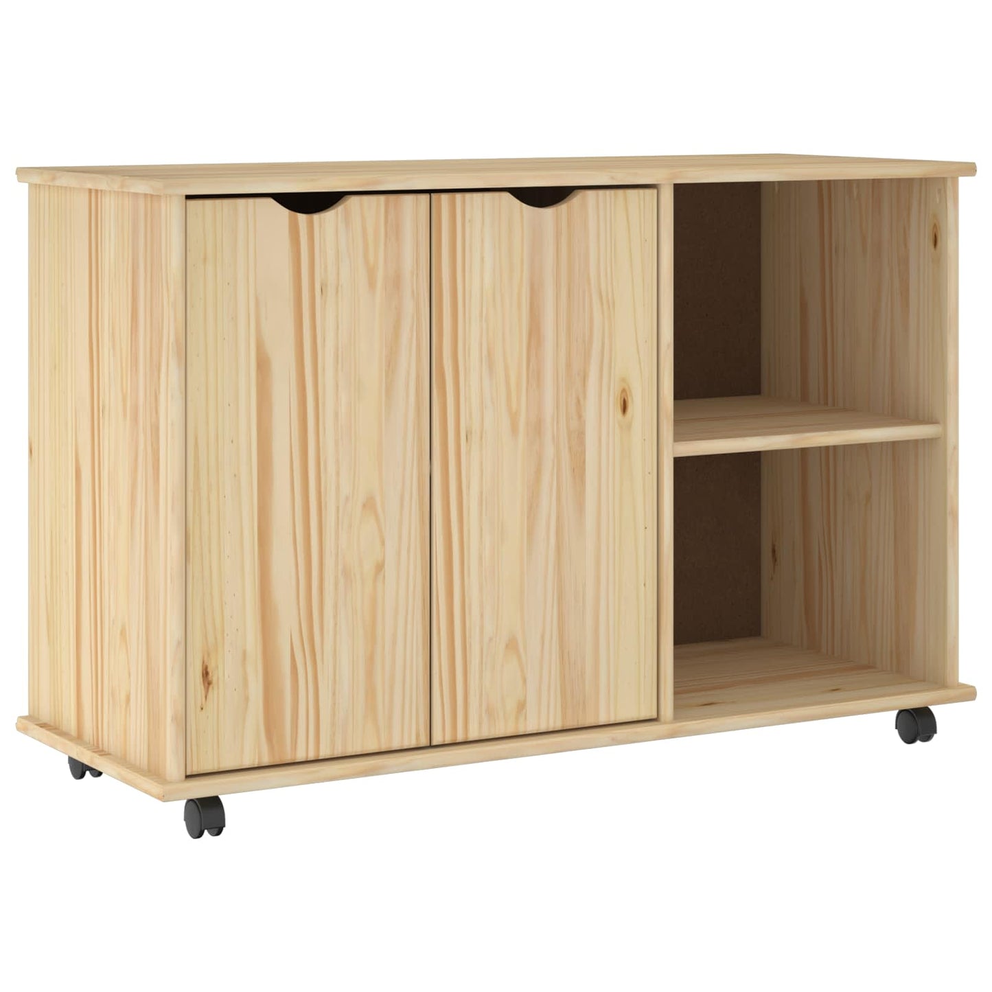 Rolling Cabinet Brown 100 x 39 x 65.5 cm Solid Pine Wood