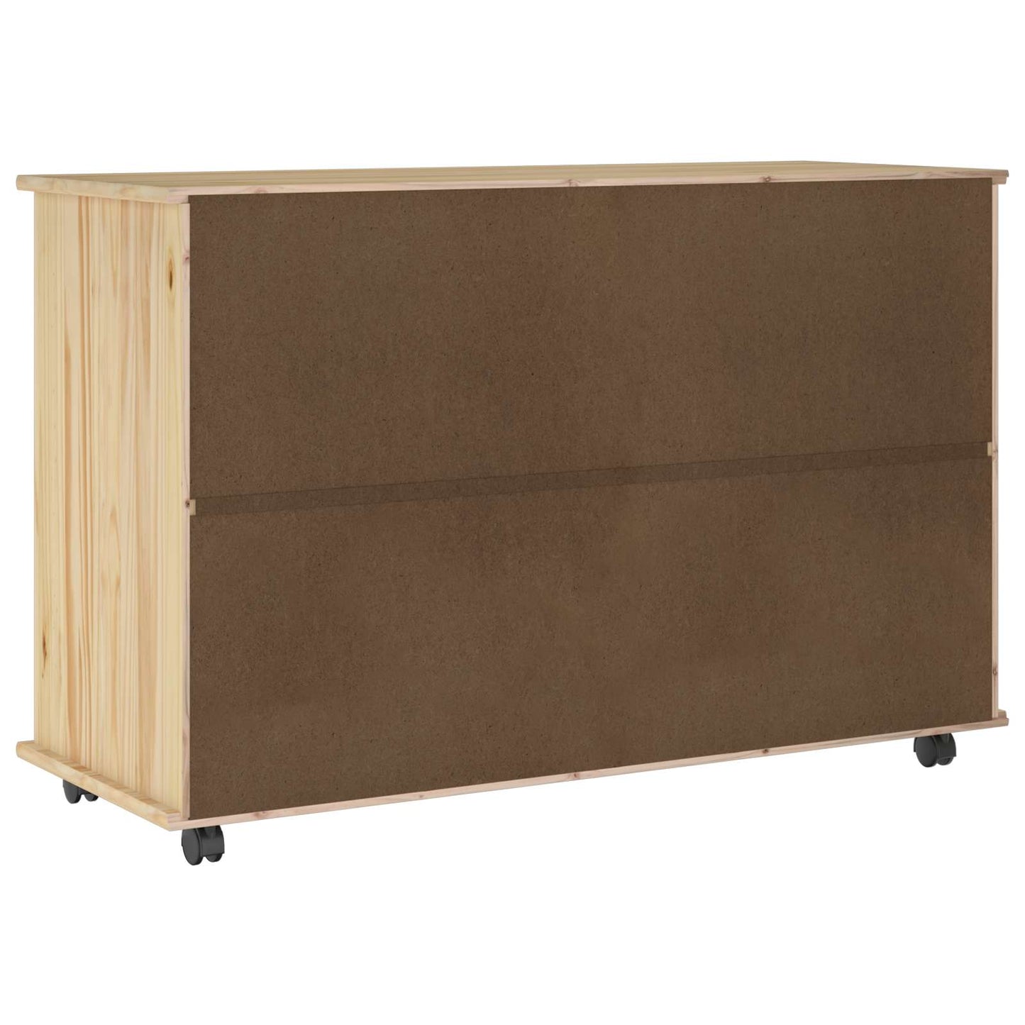 Rolling Cabinet Brown 100 x 39 x 65.5 cm Solid Pine Wood