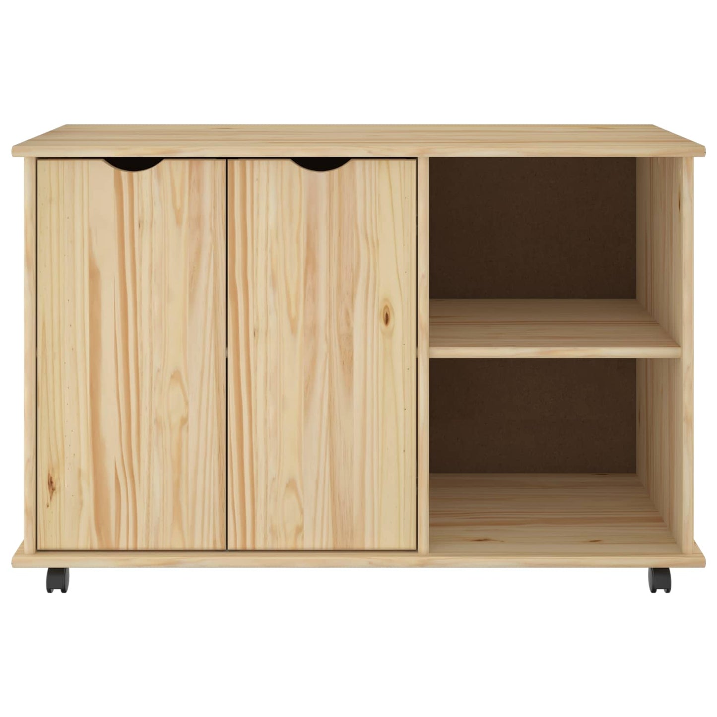 Rolling Cabinet Brown 100 x 39 x 65.5 cm Solid Pine Wood