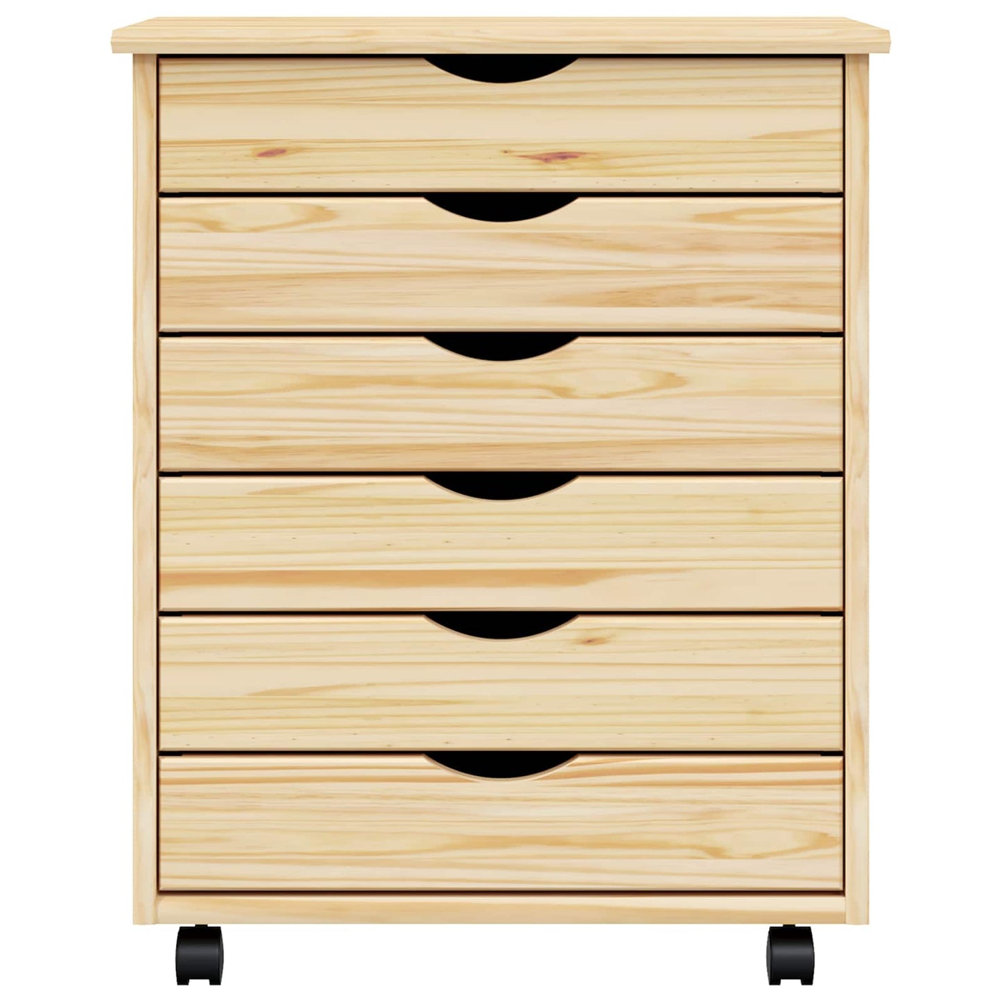 Rolling Cabinet with Drawers MOSS Clear Varnish Solid Pine wood
