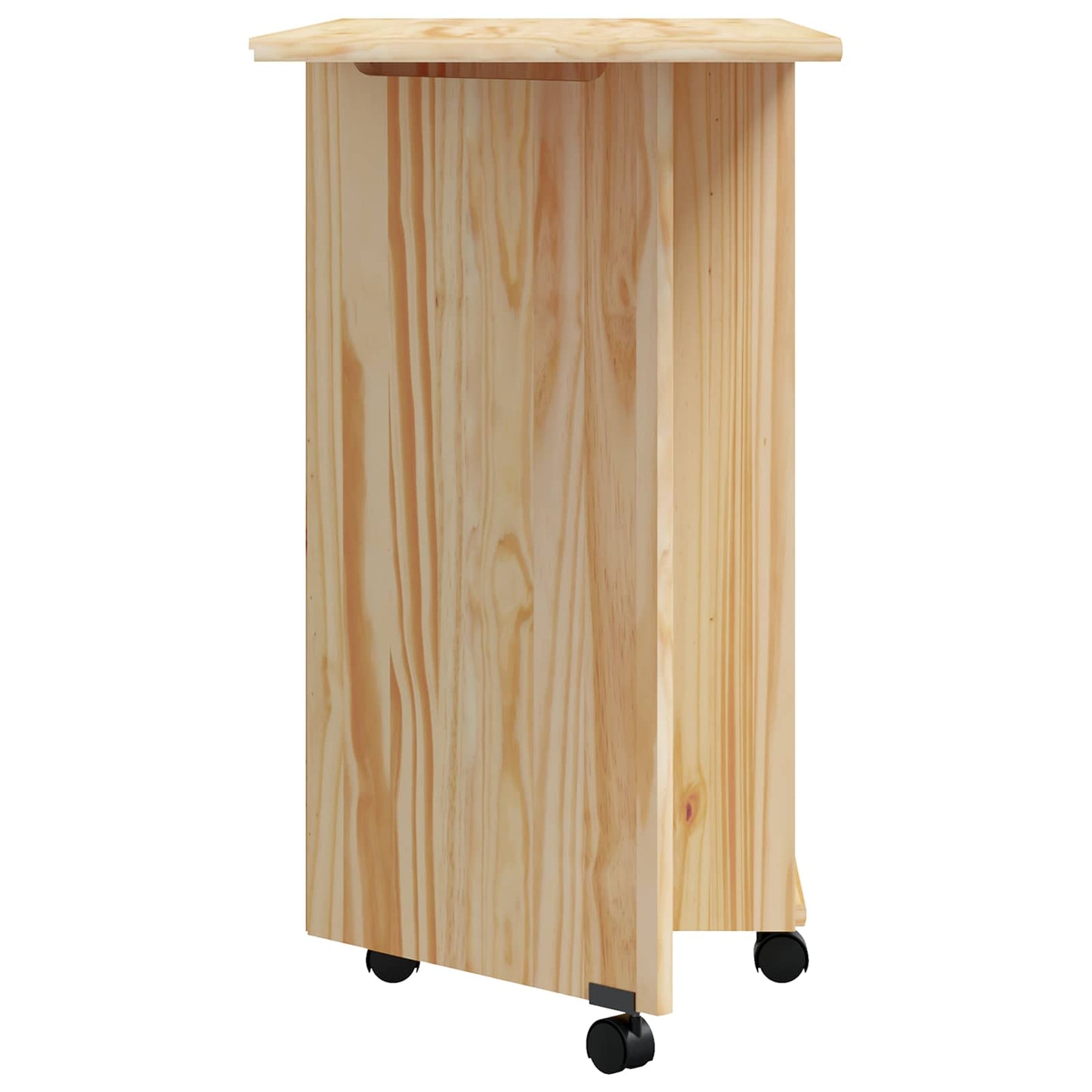 Rolling Cabinet with Desk MOSS Clear Varnish Solid Pine wood