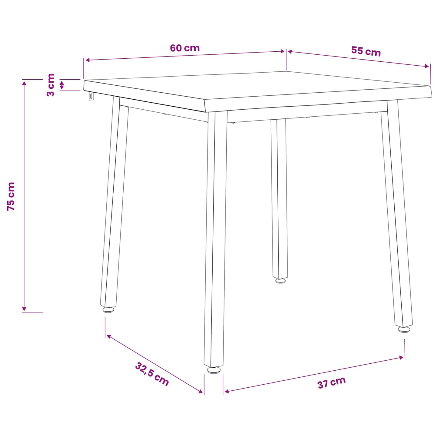 60 x 55 x 75 cm Solid Acacia Wood Natural and White Rectangular