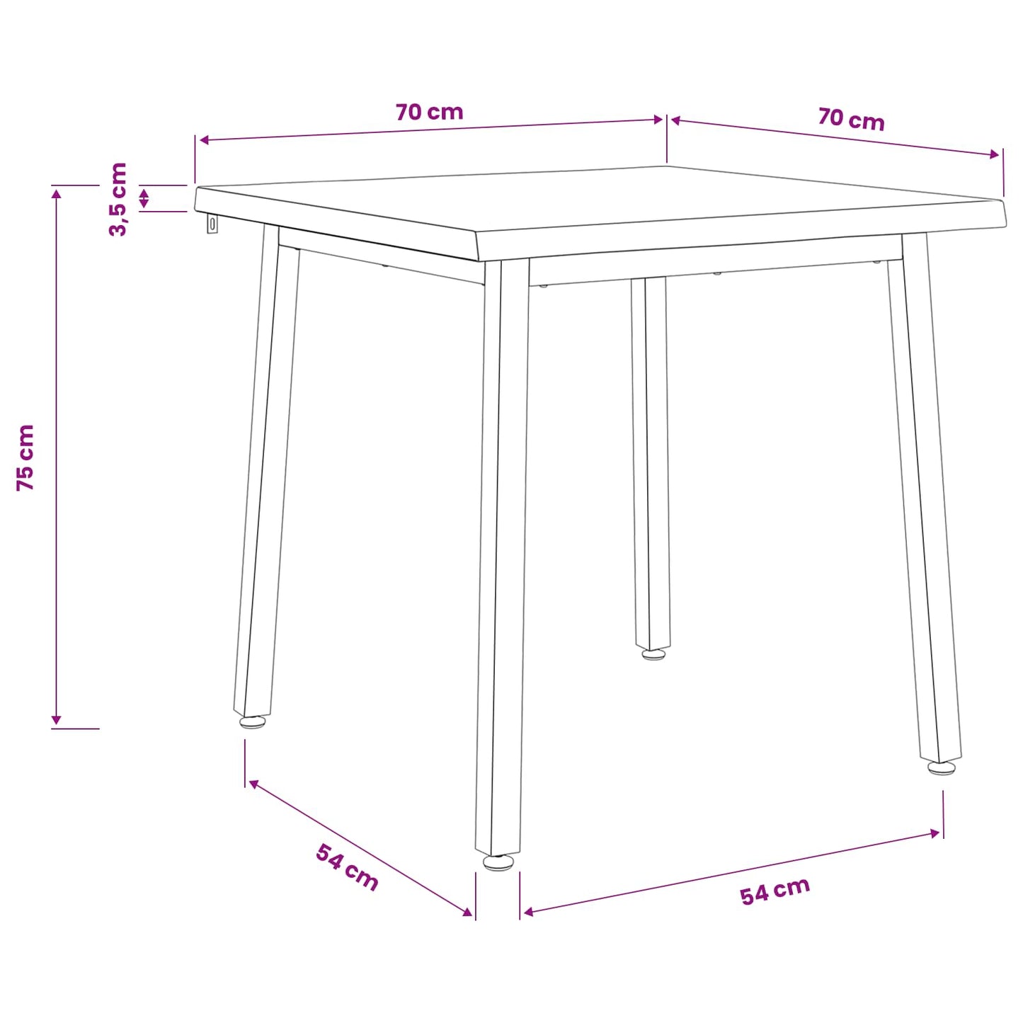 70 x 70 x 75 cm Solid Acacia Wood Natural and Black Square