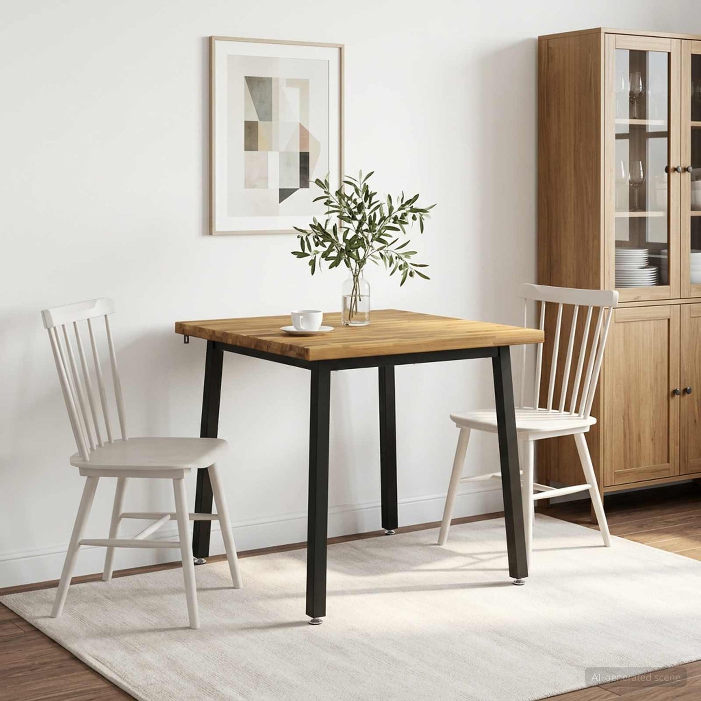 60 x 55 x 75 cm Solid Acacia Wood White and Black Rectangular