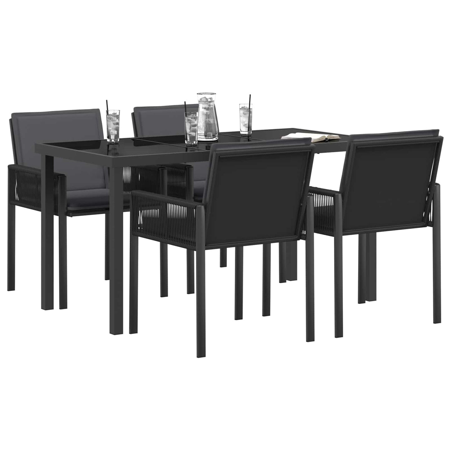 Garden Dining Set 13 pcs Black Poly Rattan