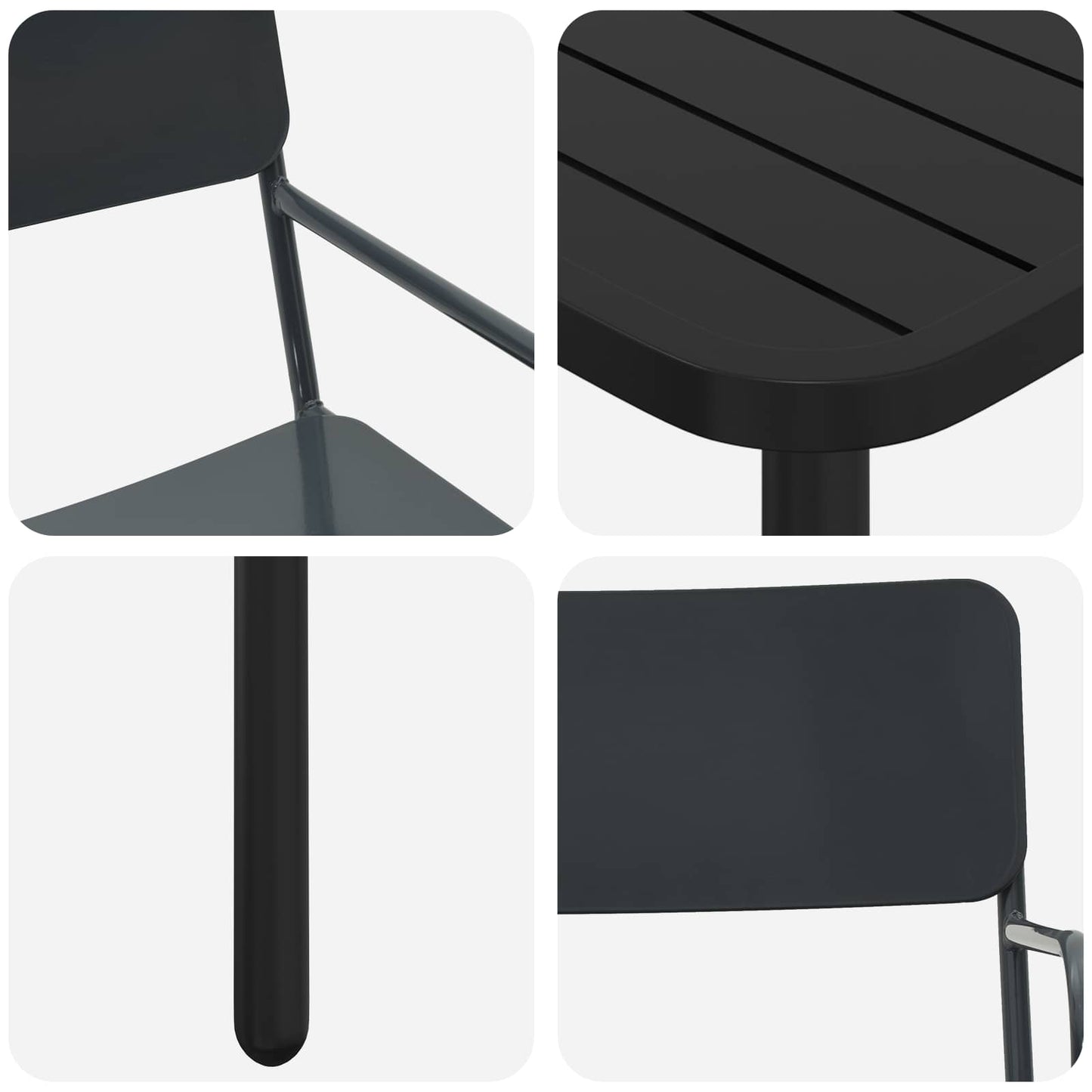 Dining Set 5 pcs Anthracite Steel