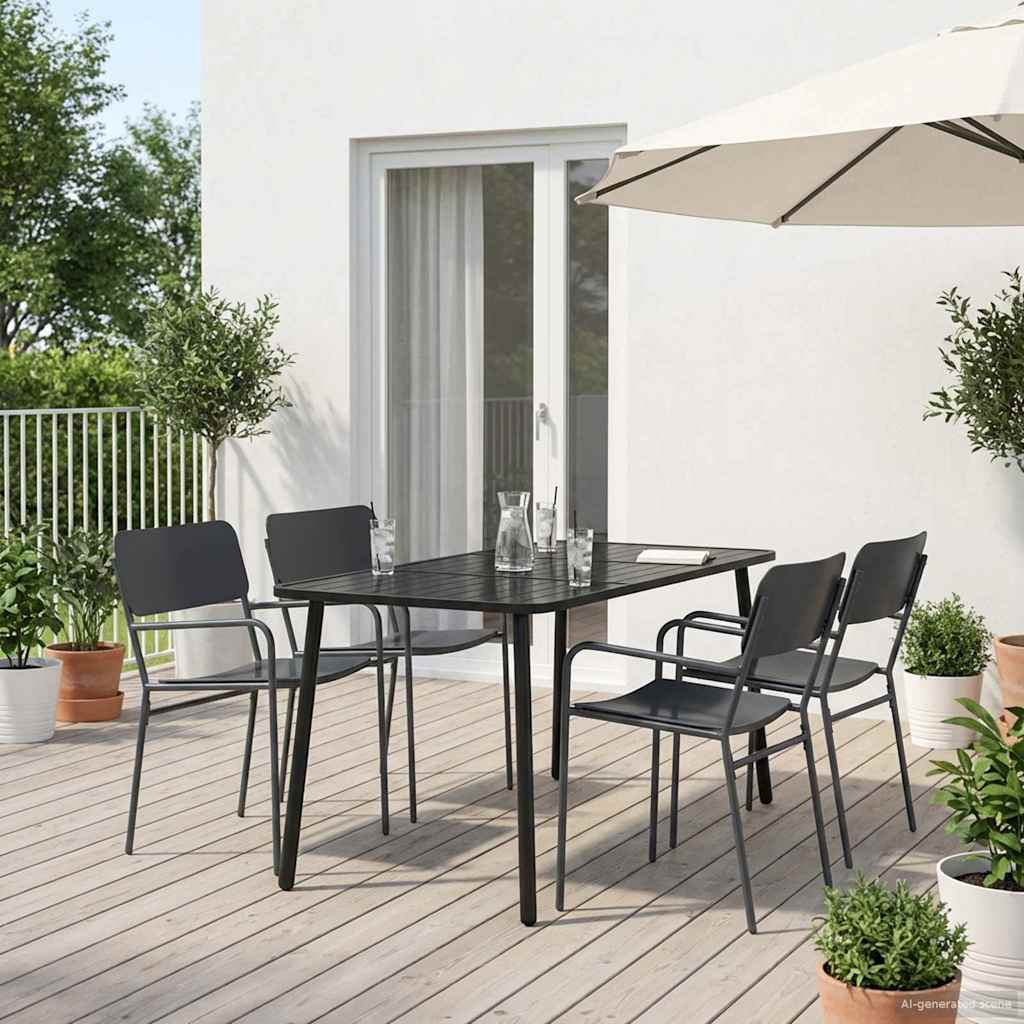 Dining Set 5 pcs Anthracite Steel