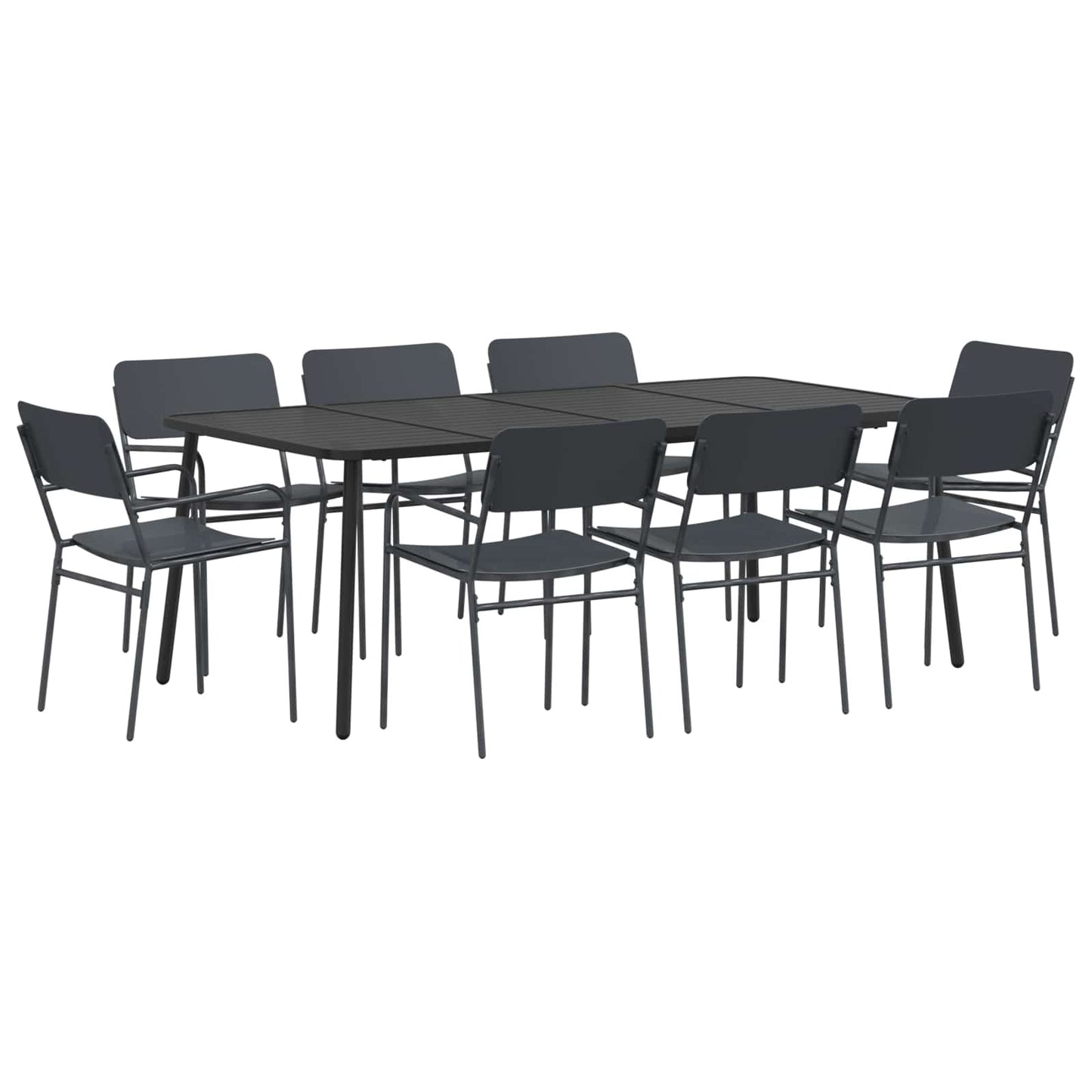 Dining Set 9 pcs Anthracite Steel