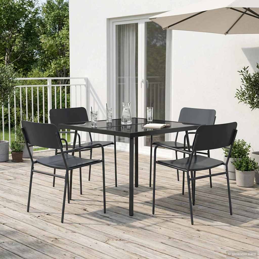Dining Set 5 pcs Anthracite Steel